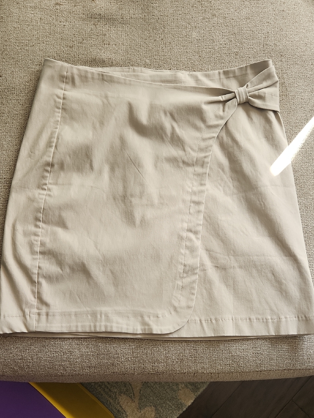 Tribal Beige Wrap Mini Skort with Knot Accent